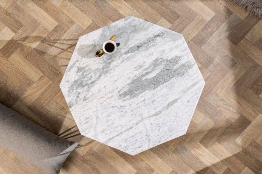 Invicta Interior Elegante salontafel DIAMOND 70cm wit messing met marmeren blad 40393