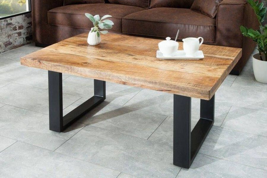 Invicta Interior Design salontafel IRON CRAFT 100cm mangohout ijzer industrieel design massief zwart frame 38662