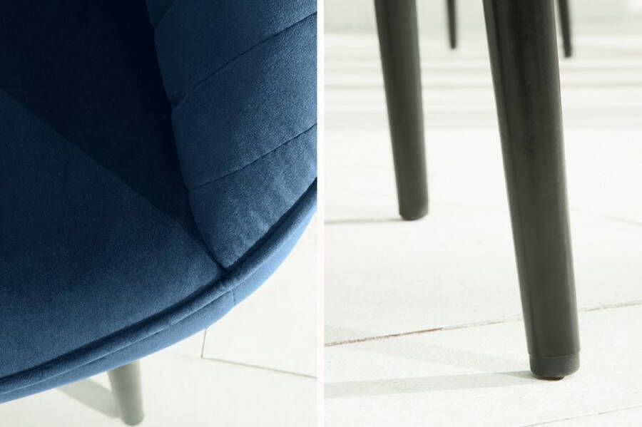 Invicta Interior Elegante armleuningstoel TURIJN koningsblauw fluweel met decoratieve stiksels 39527