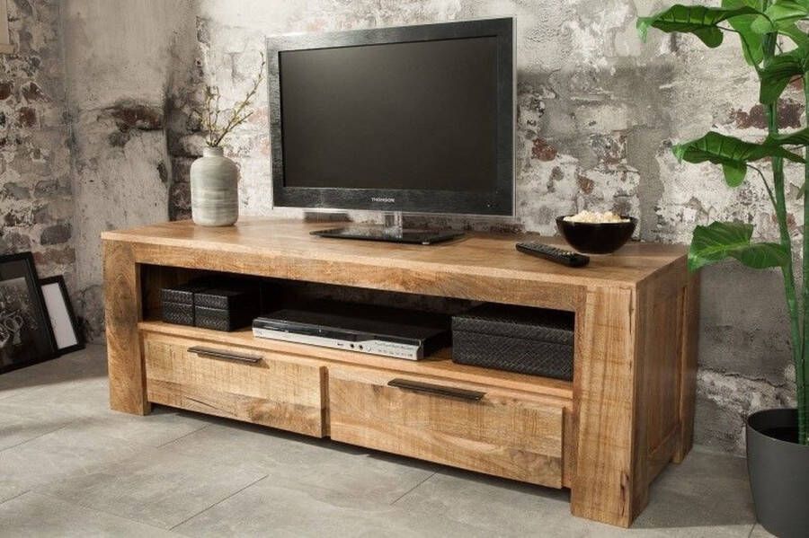 Invicta Interior Massief tv-meubel IRON CRAFT 130cm mangohouten lowboard 2 lades 38931