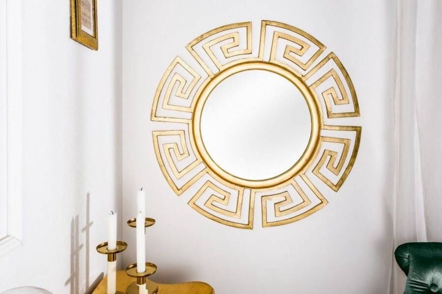 Invicta Interior Glamorous design spiegel EUPHORIA XL 85cm gouden wandspiegel handgemaakt van metaal 38744