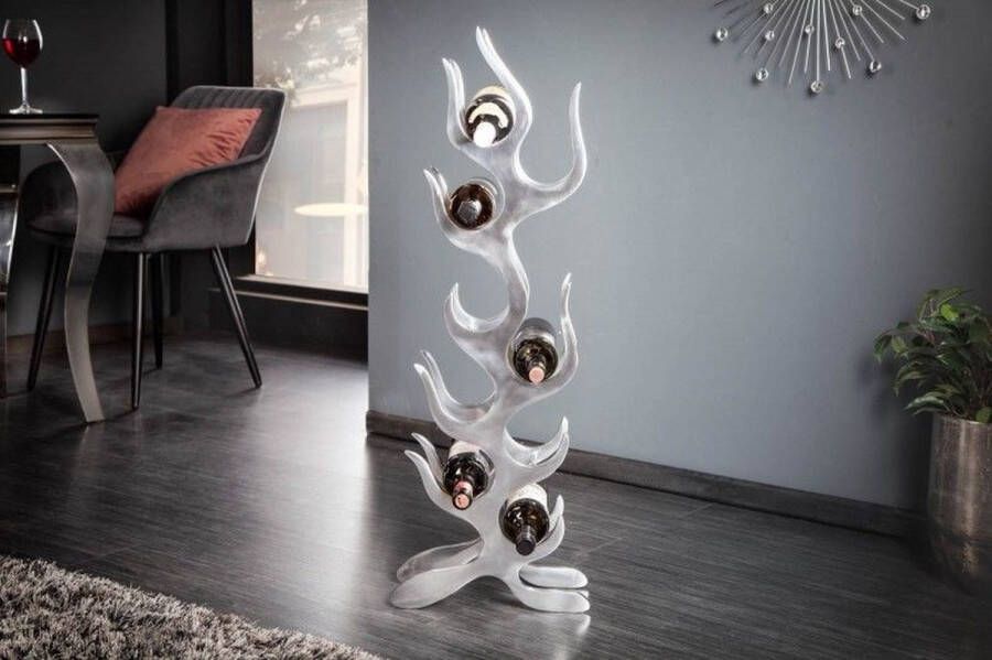 Invicta Interior Modern wijnrek FLAME 93cm zilver voor 9 flessen flessenhouder 19006