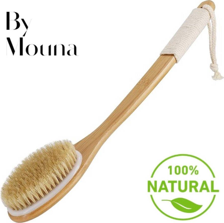 ByMouna 100% Vegan badborstel met Afneembare Steel Lichaamsborstel Dry Brushing – rugborstel douche met steel- Bad Doucheborstel Huidborstel Douche