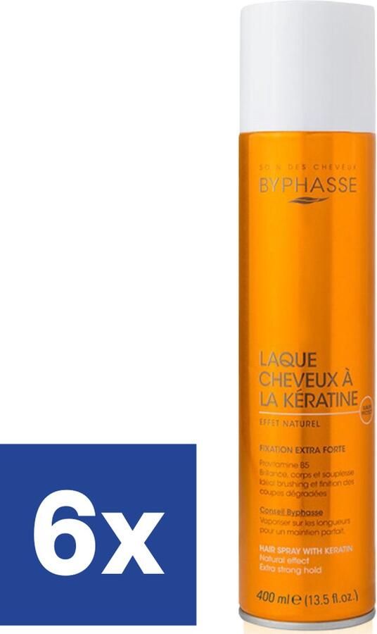 Byphasse Natuurlijk Effect Haarspray Extra sterk 6 x 400 ml