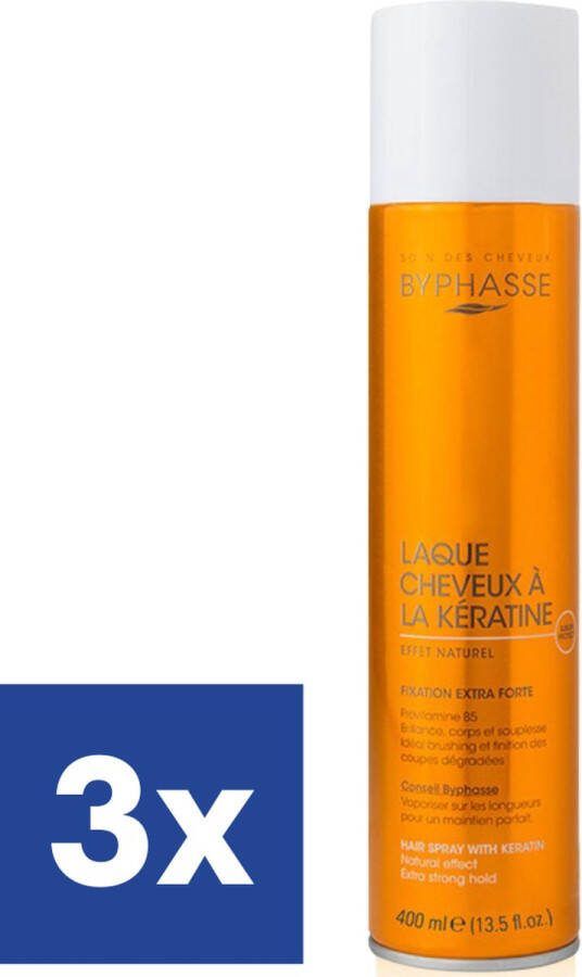 Byphasse Natuurlijk Effect Haarspray Extra sterk 3 x 400 ml