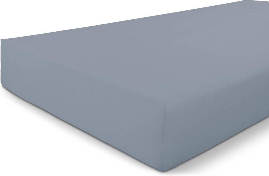BYRKLUND Jersey Hoeslaken 180x200 100% Katoen Blauw