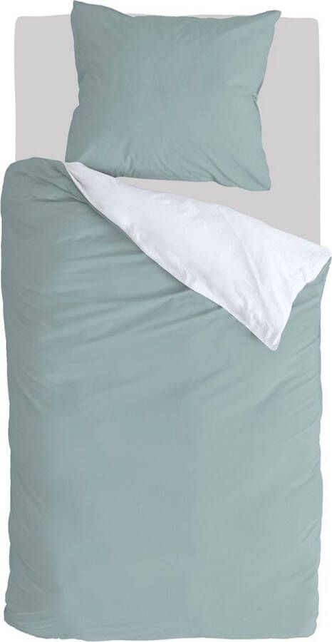 BYRKLUND Side Way Dekbedovertrek Eenpersoons 140x200 220 cm Jade Wit