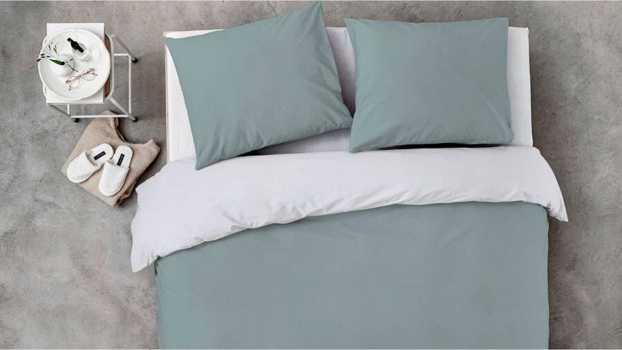BYRKLUND Side Way Dekbedovertrek Tweepersoons 200x200 220 cm Jade Wit