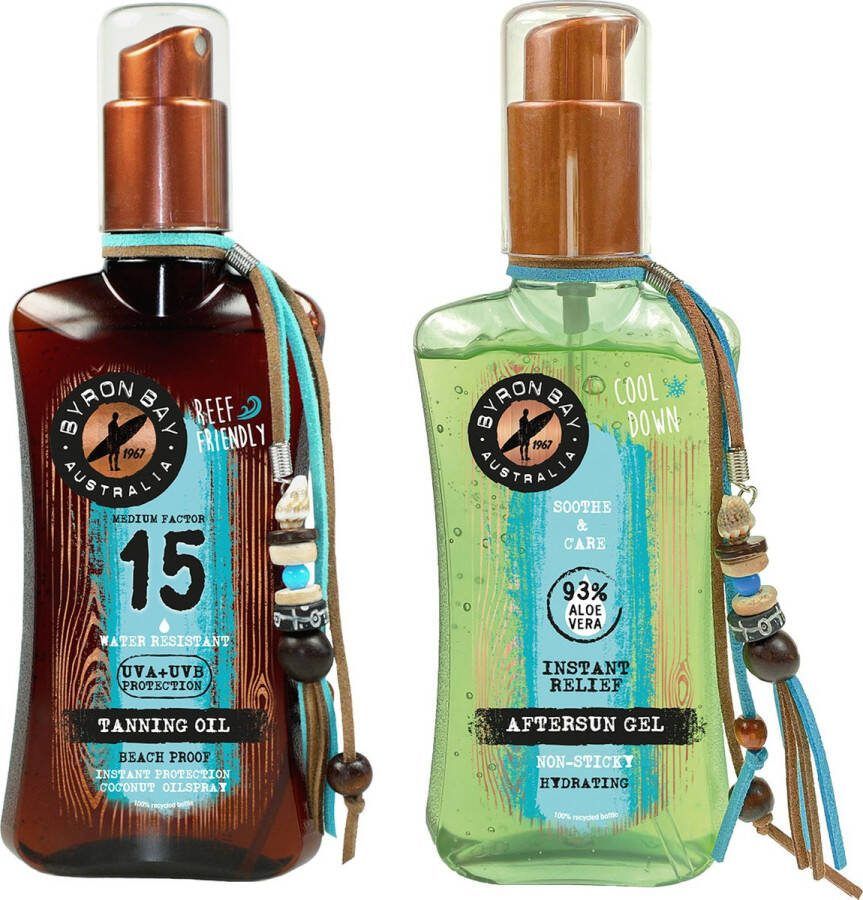 Byron Bay Coconut Oilspray SPF15- 200ml & Aloe Vera Aftersun-200 ml * VOORDEELPACK*