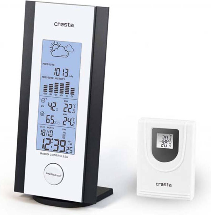 C-CARE Cresta Care DTX250 Digitaal Weerstation voor binnen en buiten | Zwart Zilver