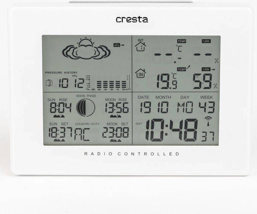 C-CARE Cresta Care DTX370 Draadloos weerstation voor binnen en buiten weergave van temperatuur weervoorspelling en luchtvochtigheid | Wit