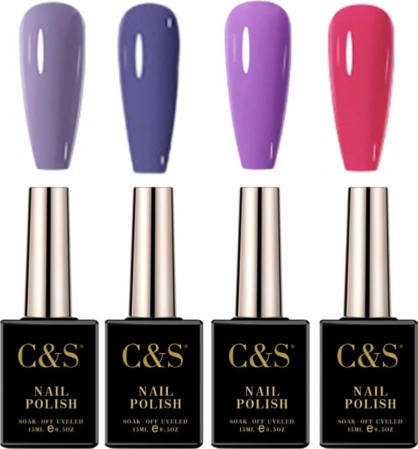 C&S Trade Gellak 4 stuks gellak set gellak starterspakket Kerstkado vrouw 15 ml Gel polish Nagellak