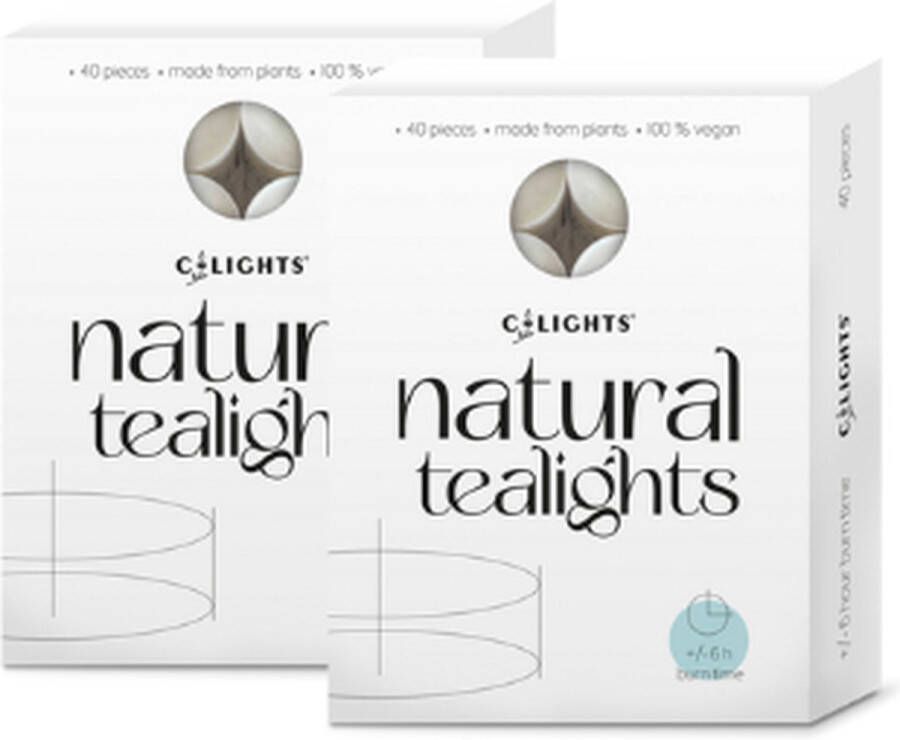 C-Lights Natuurlijke theelichtjes 2 x 40 stuks Plantaardig & Composteerbaar