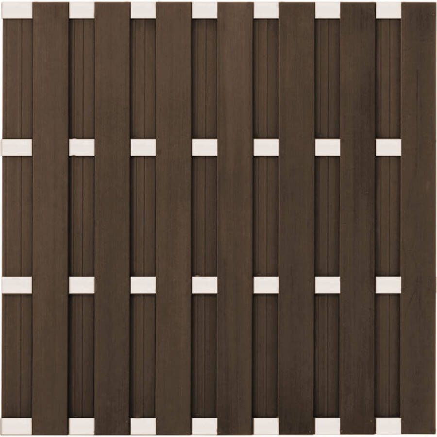 C-Wood Schutting composiet Bari donker bruin met blank aluminium frame (180 x 180 cm)