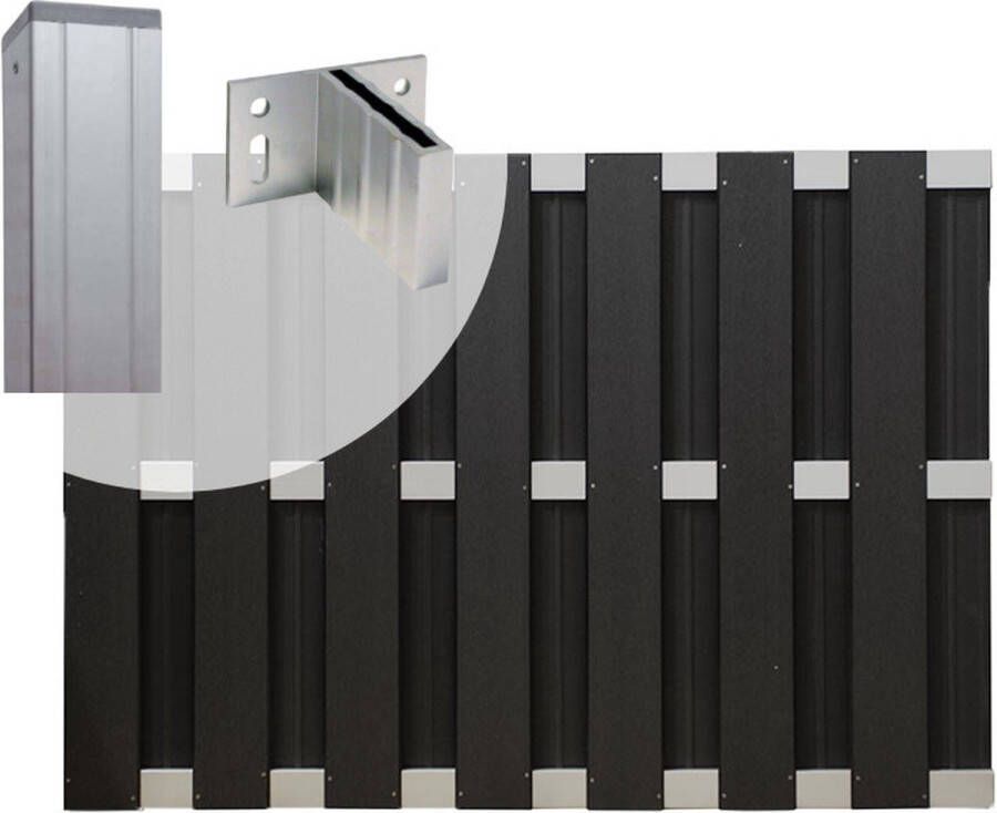 C-Wood Tuinhek set composiet Bari antraciet met blank aluminium frame (3 81 mtr)