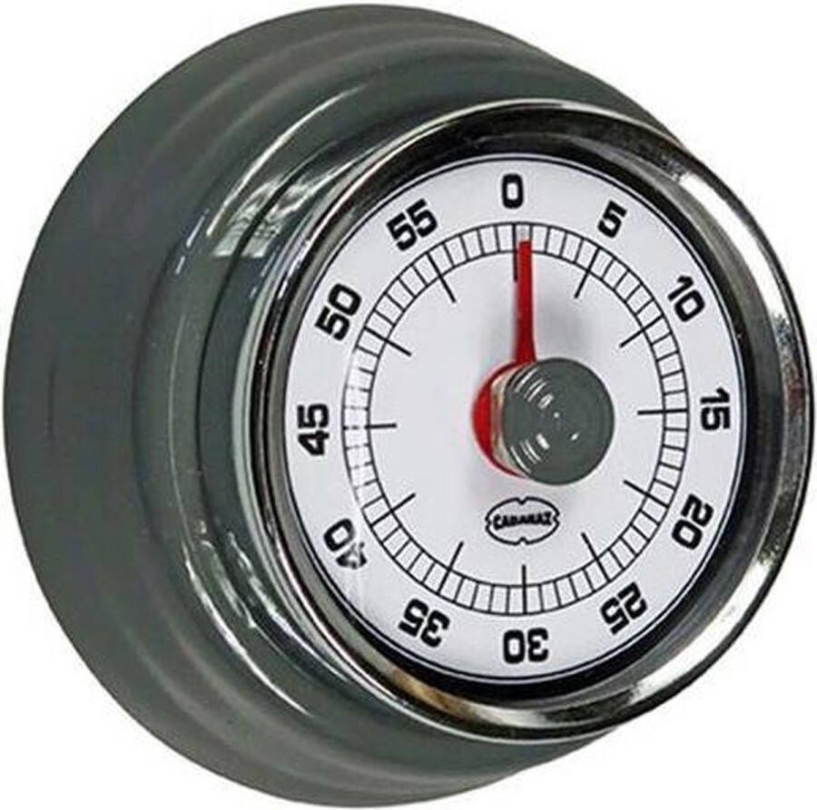 Cabanaz mechanische kookwekker metaal met magneet KITCHEN TIMER grijs