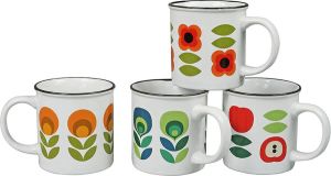 Cabanaz mok retro keramiek TEA COFFEE LOLA set 4 degins 250 ml