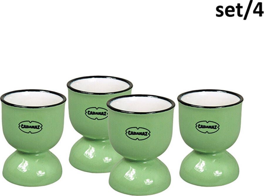 Cabanaz eierdop keramiek EGG CUP groen set 4