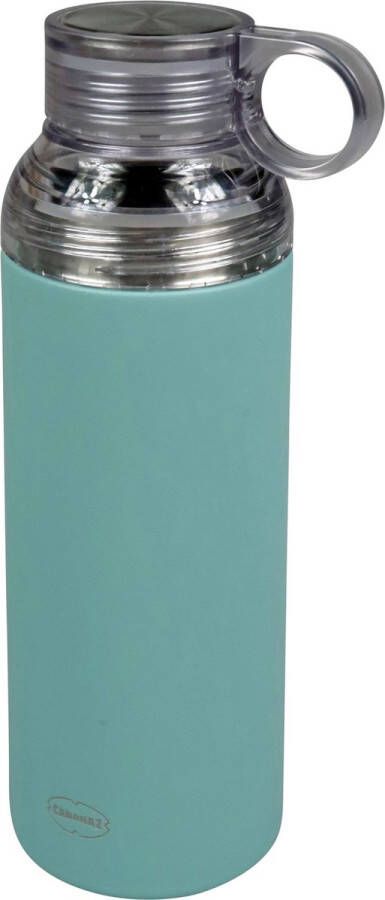 Cabanaz thermosfles roestvrij staal plastic dop beker 600 ml THERMAL BOTTLE blauw
