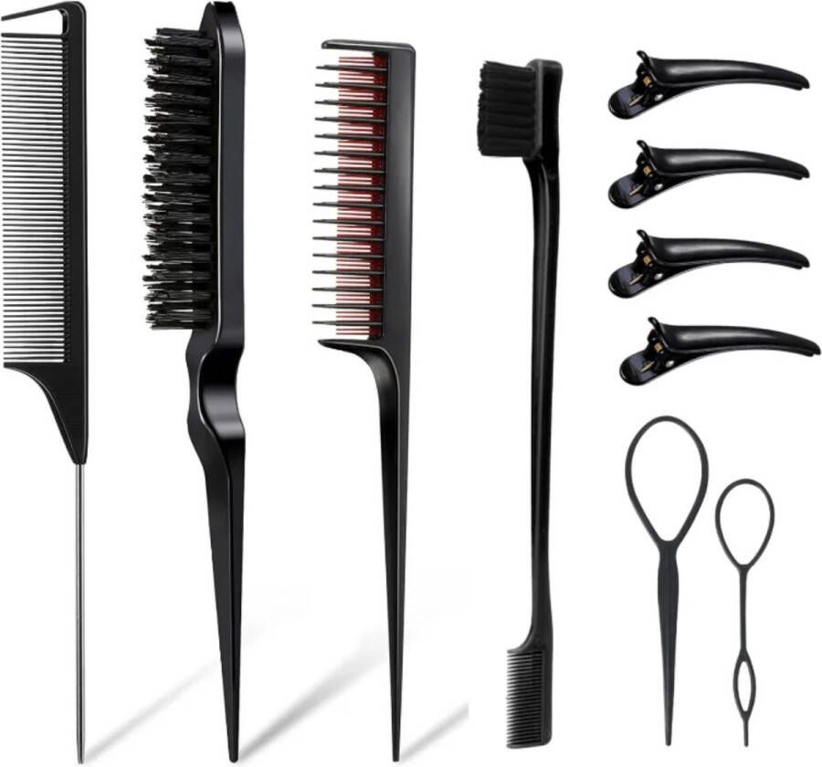 Cabantis 10-delige Haar Accessoires set – Haar – Kapper – Haarborstel – Wenkbrauw Zwart