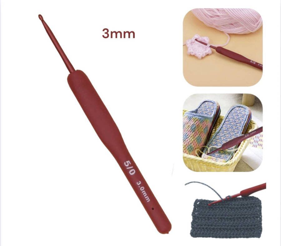Cabantis Haaknaald – Breinaald – Creatief volwassenen Rood – 3 mm
