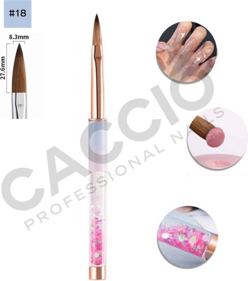 CACCIO NAILS CACCIO MASTER PRO Kolinsky Acryl penseel #18 Rond Acryl Penseel Acryl nagels Nagel penseel -Manicurist Premium Kwaliteit Penseel Sculpting Brush Nagels Nagel kwast-Acryl poeder Acryl vloeistof Nagel Studio Professioneel Gebruik