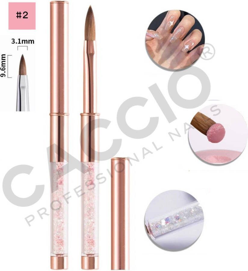 CACCIO NAILS CACCIO MASTER PRO Kolinsky Acryl penseel #2 3D Acryl Penseel Rose Goud Acryl nagels Nagel penseel -Manicurist Premium Kwaliteit Penseel Sculpting Brush Nagels Nagel kwast-Acryl poeder Acryl vloeistof Professioneel Gebruik