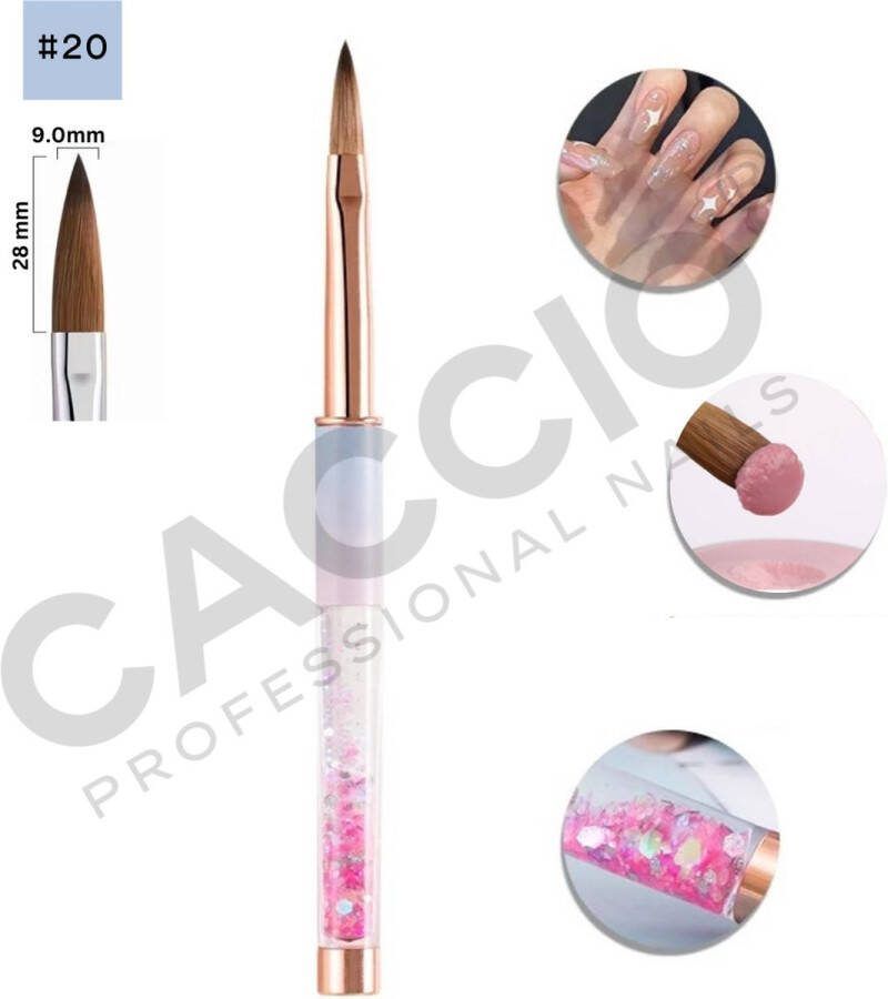 CACCIO NAILS CACCIO MASTER PRO Kolinsky Acryl penseel #20 Rond Acryl Penseel Acryl nagels Nagel penseel -Manicurist Premium Kwaliteit Penseel Sculpting Brush Nagels Nagel kwast-Acryl poeder Acryl vloeistof Nagel Studio Professioneel Gebruik