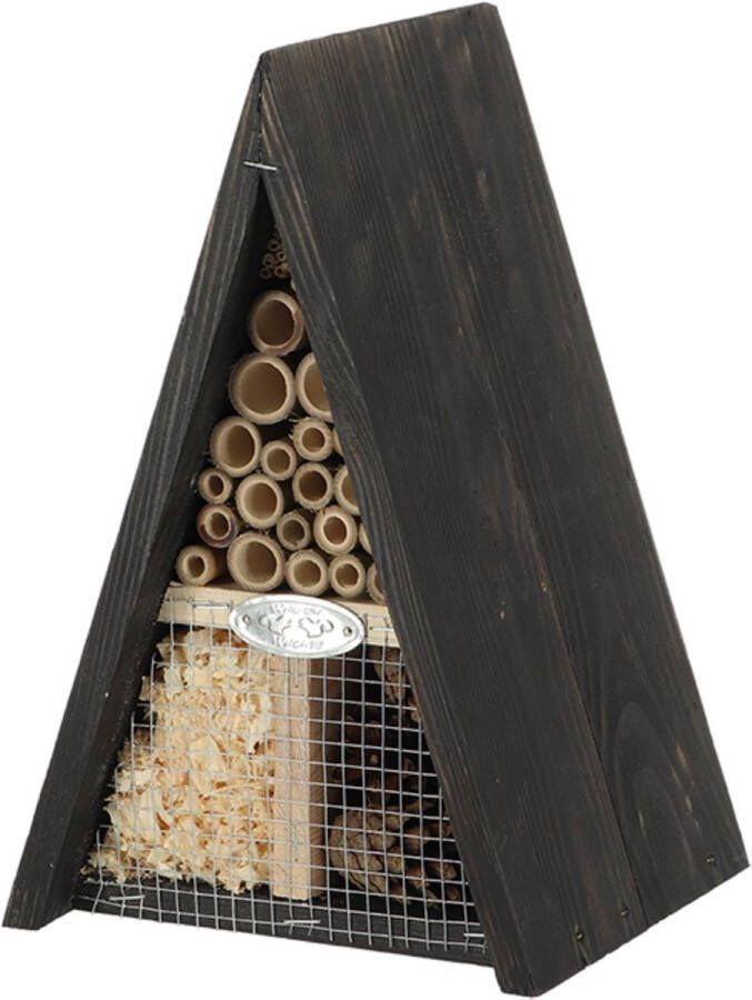 Cactula mooie zwarte wigwam houten insectenhotel L 18 1 x D 16 2 x H 26 9