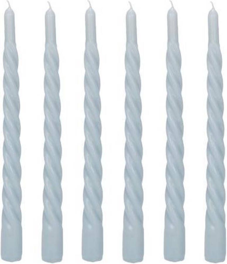 Cactula Swirl Twisted Gedraaide Kaarsen | Set van 6 | 2 3 x 29 cm | Trend 2021 | Lange Dinerkaarsen | Blauw
