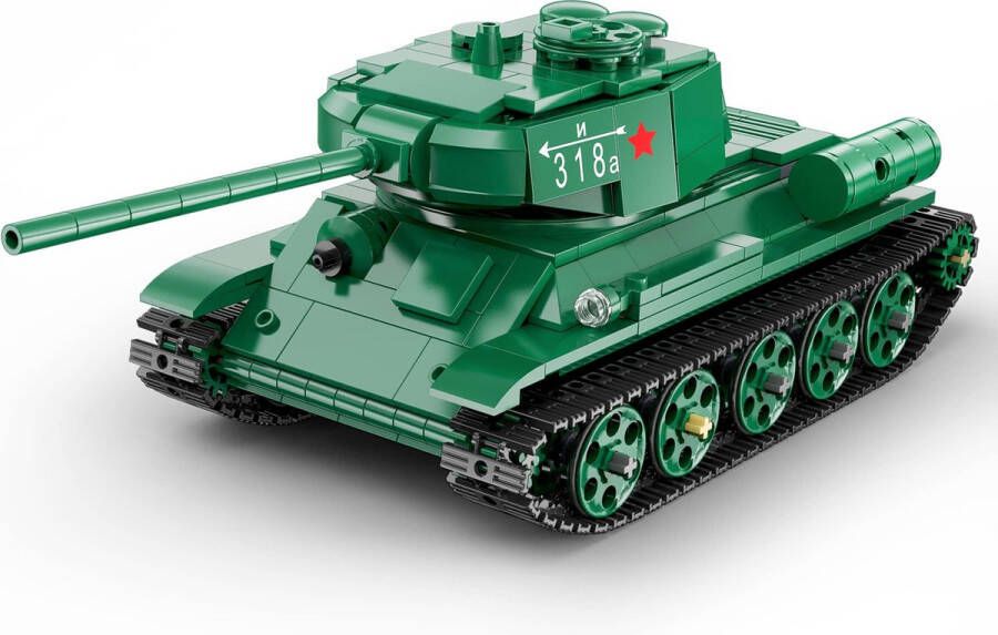CADA Military Series: T-34 Medium Tank (RC) Tank leger legervoertuig C61072W Compatible met de bekende merken Bouwset constructieset Motoren accu afstandsbediening 722 onderdelen
