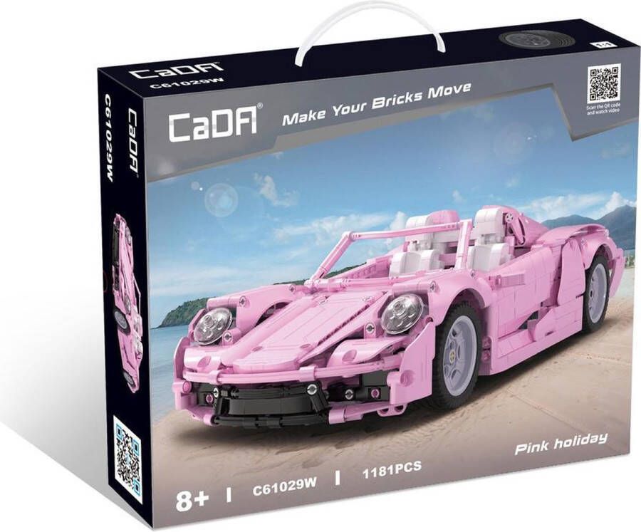 CADA Supercar Series: Pink Holiday C61029W Compatible met de bekende merken Bouwset constructieset Supercar Hypercar 1181 onderdelen