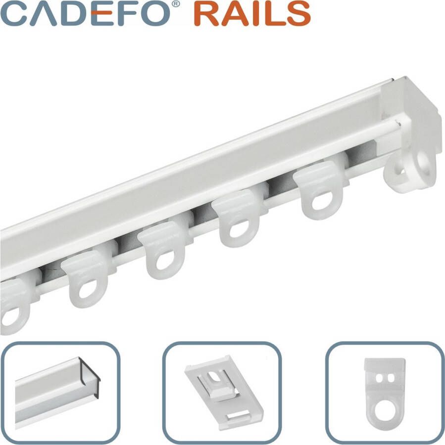 Cadefo RAILS (080 100 cm) Gordijnrails Compleet op maat! UIT 1 STUK Leverbaar tot 6 meter Plafondbevestiging Lengte 99 cm
