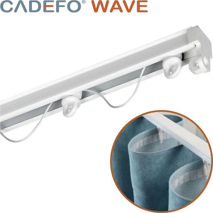 Cadefo WAVE (080 100 cm) Gordijnrails Compleet op maat! UIT 1 STUK Leverbaar tot 6 meter Plafondbevestiging Lengte 95 cm
