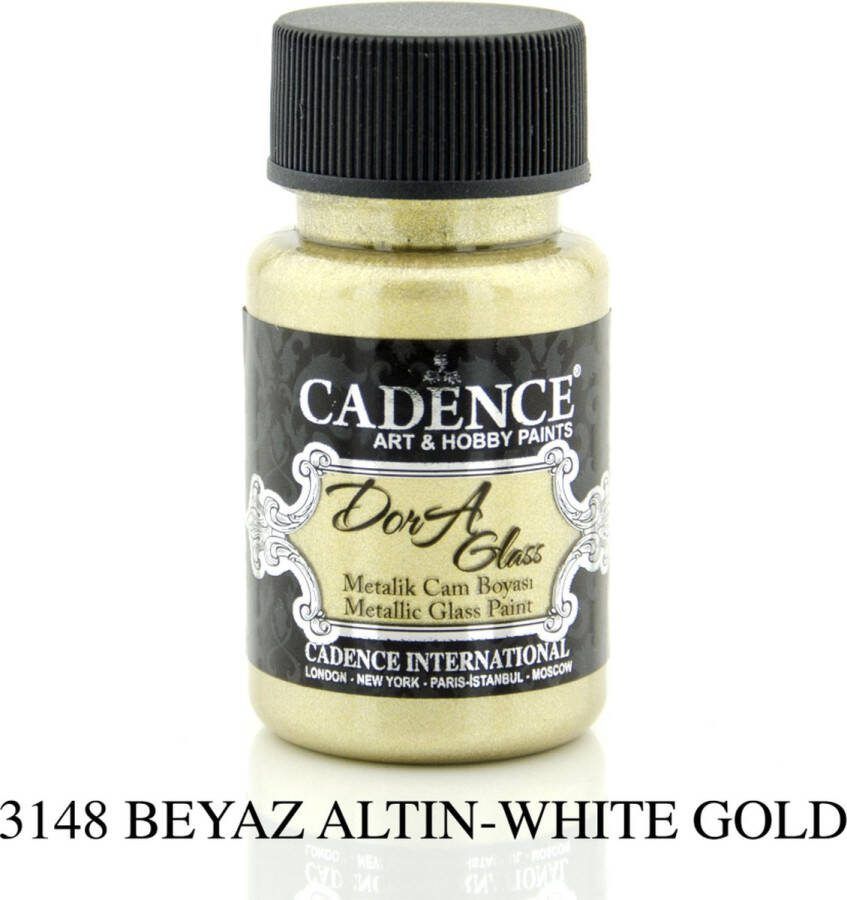 Cadence Dora Glas & Porselein verf Metallic wit goud 01 013 3148 50 ml