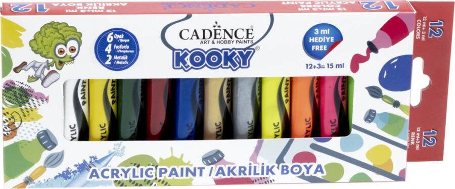Cadence Kooky acrylverfset 15ml 12 st 11 005 0000 SET1 12x15ML