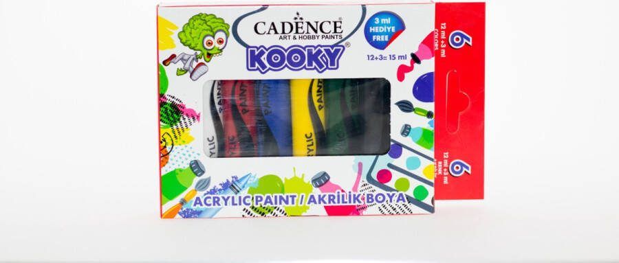 Cadence Kooky acrylverfset 15ml 6 st 11 005 0001 SET2 6x15ML