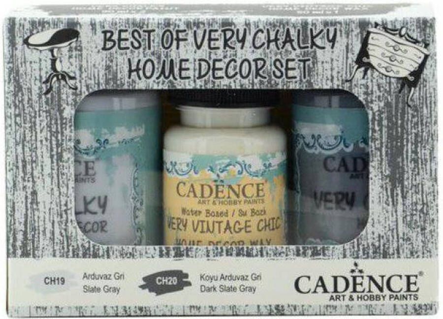 Cadence Very Chalky Home Decor set Leigrijs donkergrijs 01 002 0008 909050 90+90+50 ml