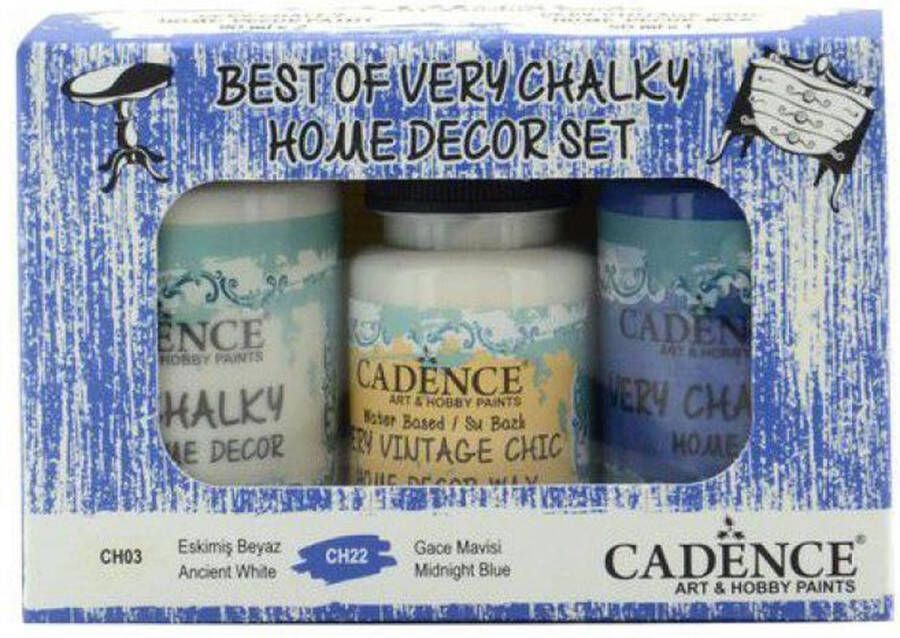 Cadence Very Chalky Home Decor set Oud wit Nachtblauw 01 002 0010 909050 90+90+50 ml