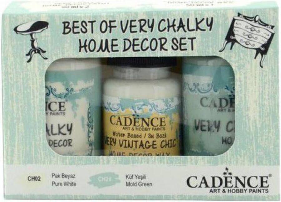 Cadence Very Chalky Home Decor set Puur wit Mold groen 01 002 0001 909050 90+90+50 ml