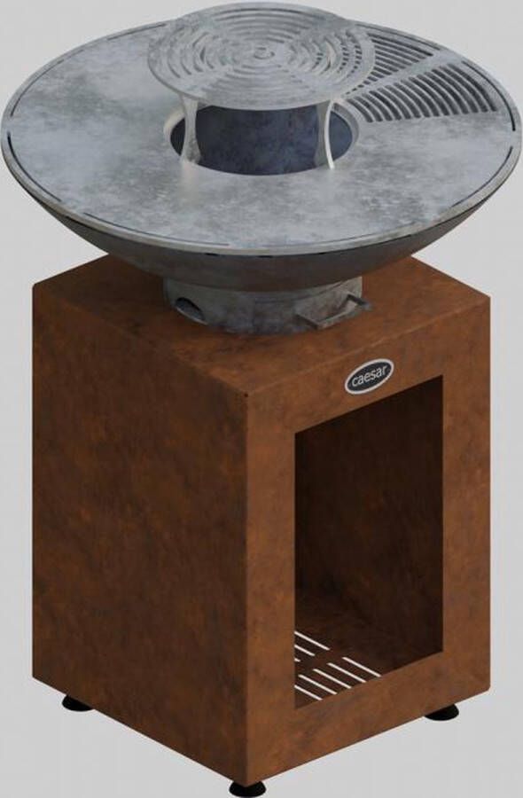 Caesar Vuurschaal BBQ Bakplaat Barbecue Diameter 80cm Stelpoten Aslade Cortenstaal