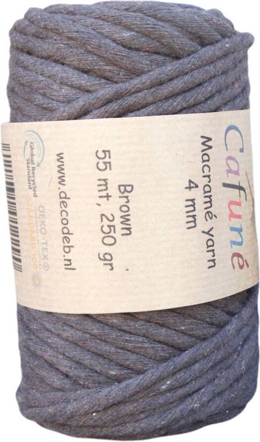 Cafuné Decode Enkel Gedraaid Macramé Touw Dikte 4mm 55m Per Bundel Bruin