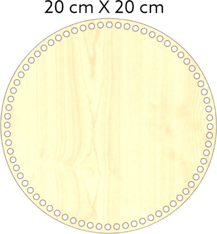 Cafuné Houten-Tas Mand bodem- Φ 20 cm-voor mand tas of dienblad-Rond geperforeerd(gat Φ 0 4 cm) -Naturel