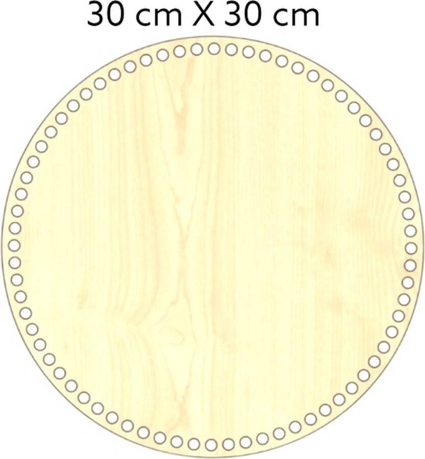 Cafuné Houten -Tas Mand bodem- Φ 30 cm-voor mand tas of dienblad-Rond geperforeerd(gat Φ 0 4 cm) -Naturel