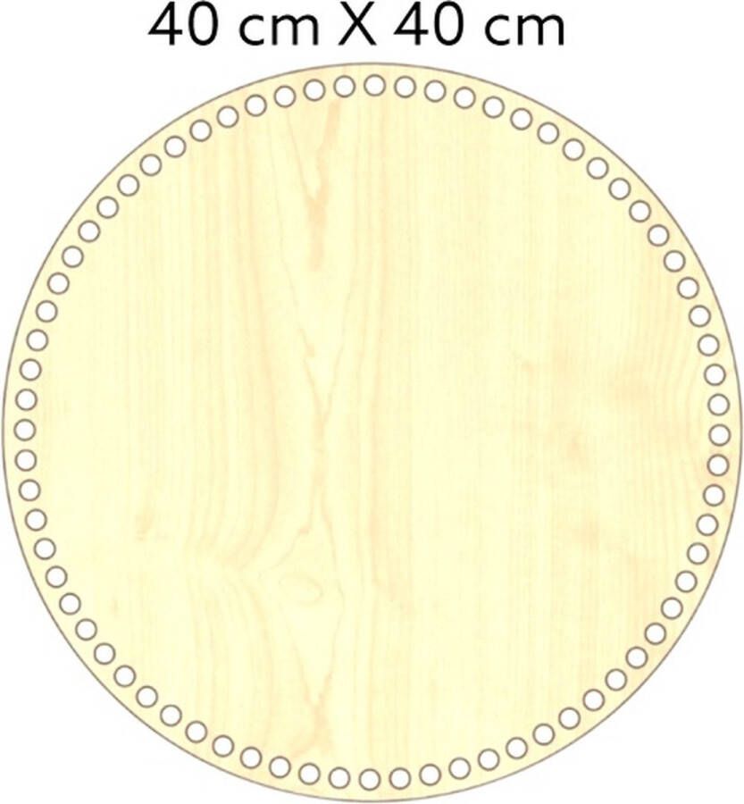 Cafuné Houten-Tas Mand bodem- Φ 35 cm-voor mand tas of dienblad-Rond geperforeerd(gat Φ 0 4 cm) -Naturel