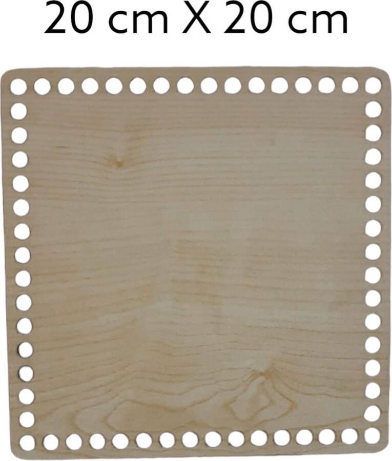 Cafuné Houten -Tas Mand bodem-voor mand tas of dienblad-20x20cm-Vierkant- geperforeerd(gat Φ 0 4 cm) -Naturel
