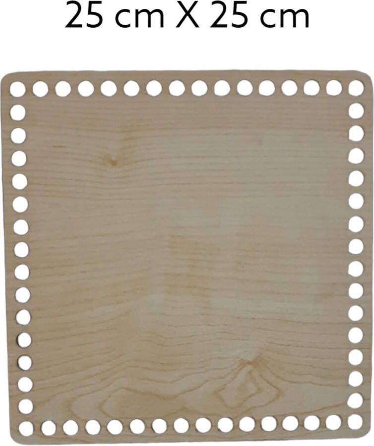 Cafuné Houten -Tas Mand bodem -voor mand tas of dienblad-25x25cm-Vierkant- geperforeerd(gat Φ 0 4 cm) -Naturel