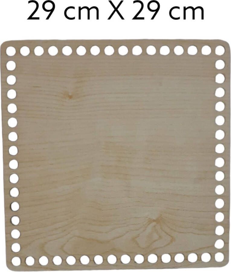 Cafuné Houten -Tas Mand bodem-voor mand tas of dienblad-29x29cm-Vierkant- geperforeerd(gat Φ 0 4 cm) -Naturel