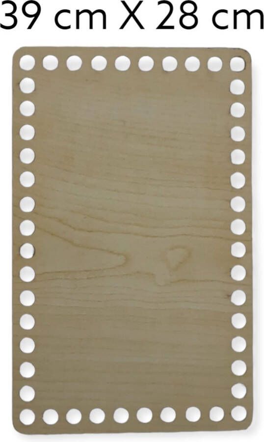 Cafuné Houten -Tas Mand bodem- voor mand tas of dienblad-39x28cm-rechthoek- geperforeerd(gat Φ 0 4 cm) -Naturel