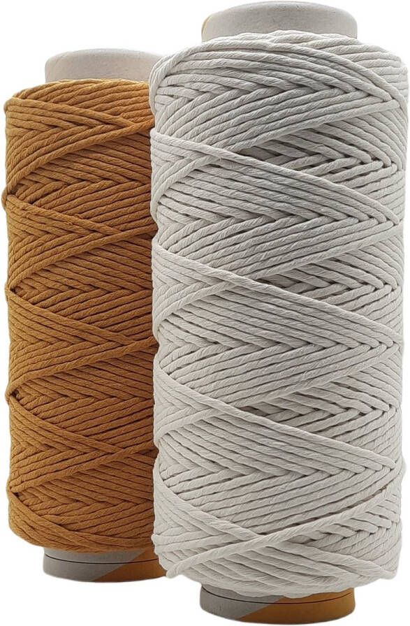 Cafuné Macrame Garen Lux -2 kg- 5 mm-ecru oker 184+195 mtr Uitkambaar Macrame touw